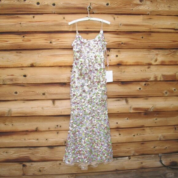 MAC DUGGAL 6153 Multicolor Sleeveless Floral Paillette Embellished Mesh Gown - Picture 7 of 15